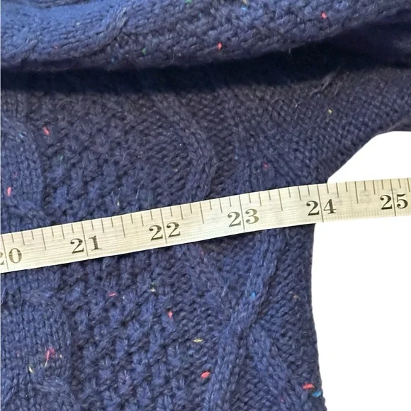 J. Crew Donegal Cable Knit Crew Nevk Sweater Navy XL - Picture 11 of 12
